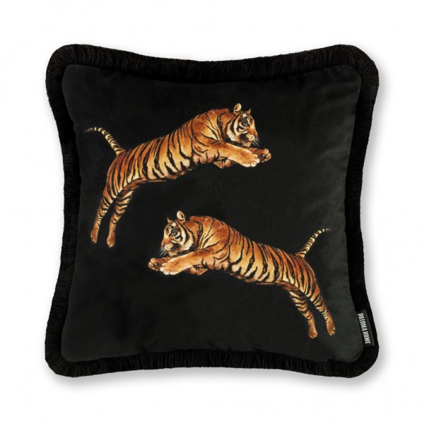 Paloma Home Filled Cushion Black Pouncing Tigers